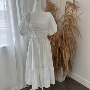 Abercrombie & Fitch White Puff Sleeve Maxi Dress